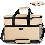 ソフトクーラーボックス 大型 35L 保温 保冷バッグ 大容量 折り畳み キャンプ/釣り/パーティ カーキ色