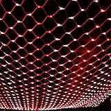 W-ONLY YOU-J クリスマスには、ネットワークのLEDランプ点灯、文字列の妖精スターライトパティオガーデンの装飾の結婚式の2mx2m 144 LED（赤）番目のパーティ8モード、赤に点灯します