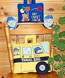 布絵本MY ABC TRAVEL BAG/SCHOOL　BUS&MY QUIET BOOK ブルーベア&おまけ付きラトル入りルームシューズ　ファンタイムシリーズ2点組セット 知育