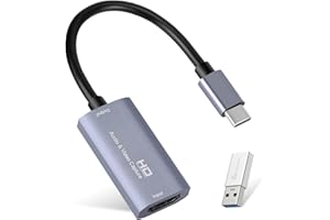 Guermok ビデオキャプチャカード USB 3.0 HDMI→USB C オーディオキャプチャカード 4K 1080p60fps キャプチャデバイス ゲームライブストリーミングビデオレコーダー用 Windows Mac OSシステムで動作 Nin