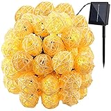 GDEALER Solar String Lights 30LED 20ft Solar Powered Starry Fairy Outdoor Rattan String Lights Ambia