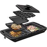 アイリスオーヤマ ホットプレート 両面ホットプレート 平面プレート たこ焼きプレート 焼き肉プレート 3枚 蓋付き 折り畳み 同時調理 丸洗い可 保証付き コンパクト収納 DPOL-301-B ブラック