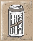 アメリカ ブルックリン発 TWO ARMS (トゥーアームズ) おしゃれ インテリア アートプリントポスター シルクスクリーン Sサイズ Beers Not Tears ﾋﾞｱｰｽﾞﾉｯﾄﾃｨｱｰｽﾞ