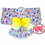 浴衣ドレス 子供用 女の子 浴衣 ガールズ 帯2本付き 七夕 夏祭り 花火大会 fo-tmyd02 140cm No02