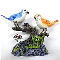 H☆ 鳥　とり　鳥さん　小鳥　バード　置物　セット Amazon.co.jp: 鳥 装飾 玩具 置物 音センサー 【イエロー