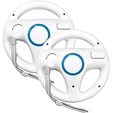 Jadebones レーシングステアリングホイール リストストラップ付き WiiとWii Uリモコン用 (2セットホワイトカラーバンドル)