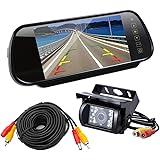 7インチルームミラーモニター ＋ 防水バックカメラセット 24V車対応 バック自動切替 暗視仕様 ガイドライン表示 20mケーブル付属 FMTRM71SET