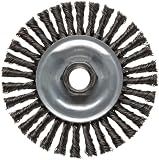 Weiler Vortec Pro Narrow Face Wire Wheel Brush, Threaded Hole, Carbon Steel, Stringer Knotted, 4 Dia