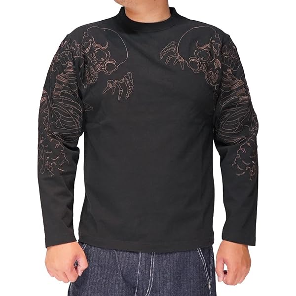 絡繰魂 からくりだましい 双がしゃどくろロンT 233113 ブラック XL 双がしゃどくろロングTシャツ 絡繰魂 233113 和柄 和風 髑髏