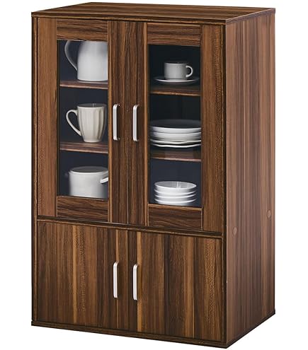 Amazon｜ガラス ミニ食器棚 キャビネット キッチン収納 扉付 オシャレ