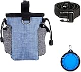 Enkarl 犬用 ウエストポーチ 訓練用 ドッグポーチ ペットおやつ入れ 訓練バッグ 多機能 トレーニングバッグ 大容量 ペットグッズ ワンちゃん トリーツポーチ うんちバッグ 餌入れ 給食 ペットボウル 携帯便利 犬おやつバッグ 男女兼用 (ブルー)