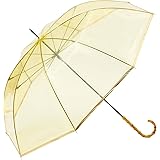 Wpc. 雨傘 ［ビニール傘］バンブークリアアンブレラ イエロー 長傘 58cm レディース 大きい バンブーハンドル 透明 映え グラスファイバー 丈夫 通勤 通学 おしゃれ 可愛い 女性 RWS-22004-LU