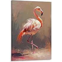 に*け様 「 逃げることをやめたフラミンゴ 」｜絵画 原画 抽象画 動物画 ドロ に*け様 「 逃げることをやめたフラミンゴ 」｜絵画 原画 抽象画