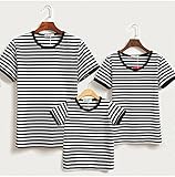 【親子ペア　ルック】ボーダー　Ｔシャツ　白黒(100)