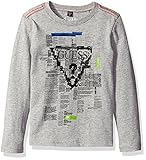 GUESS Toddler Boys' Long Sleeve Triangle Logo Graphic T-Shirt Light Heather Grey 3 [並行輸入品]