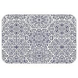 vroselvカスタムドアMatNavy Artsy曼荼羅パターンLittle bloomwith heartrussianエスニックスタイルパターン印刷インディゴホワイト 24 X 40 inch 