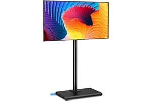 AX WABER Floor TV Stand with Mount for 26-55 inch TVs up to 35kg, Height Adjustable Swivel Tilt TV Stand with Wood Base, Saving Space Design for Bedroom, Living Room and Corner, Black