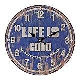 Sund 時計 おしゃれ　掛け時計 北欧 壁掛け 壁飾り　インテリア アナログ 英字　Life　is　good　かわいい MDF プラスチック製　幅35*丈35CM シンプル　高品質　ホーム　リビング