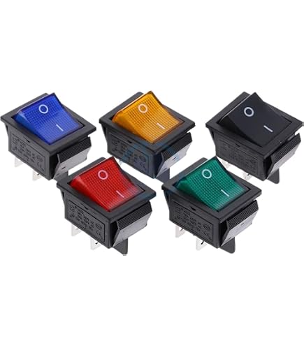 Grüner Beleuchteter Wippschalter 4 Pin DPST – 250VAC 16A, Momentan, Mit Boot