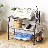 岩附(IWATSUKI) 電話台 FAX台 アンティーク 幅60 奥行30 高さ55 オープンラック 収納 飾り棚 小物収納 おしゃれ ブラウン