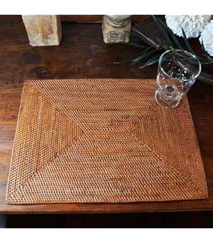 Amazon｜ランチョンマット アタ製 スクエア アジアン雑貨 編み込み