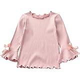 [YW] 女の子 ｔシャツ ガールズ 長袖 子供服 キッズ 綿100% 通気 フリル 可愛い トップス 人気 カジュアル 秋冬 3色100 110 120 130 140cm