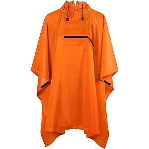 Terra Hiker レインポンチョ 防水レインコート ユニセックス 雨具 マジックテープ付き 収納袋付き (オレンジ色)