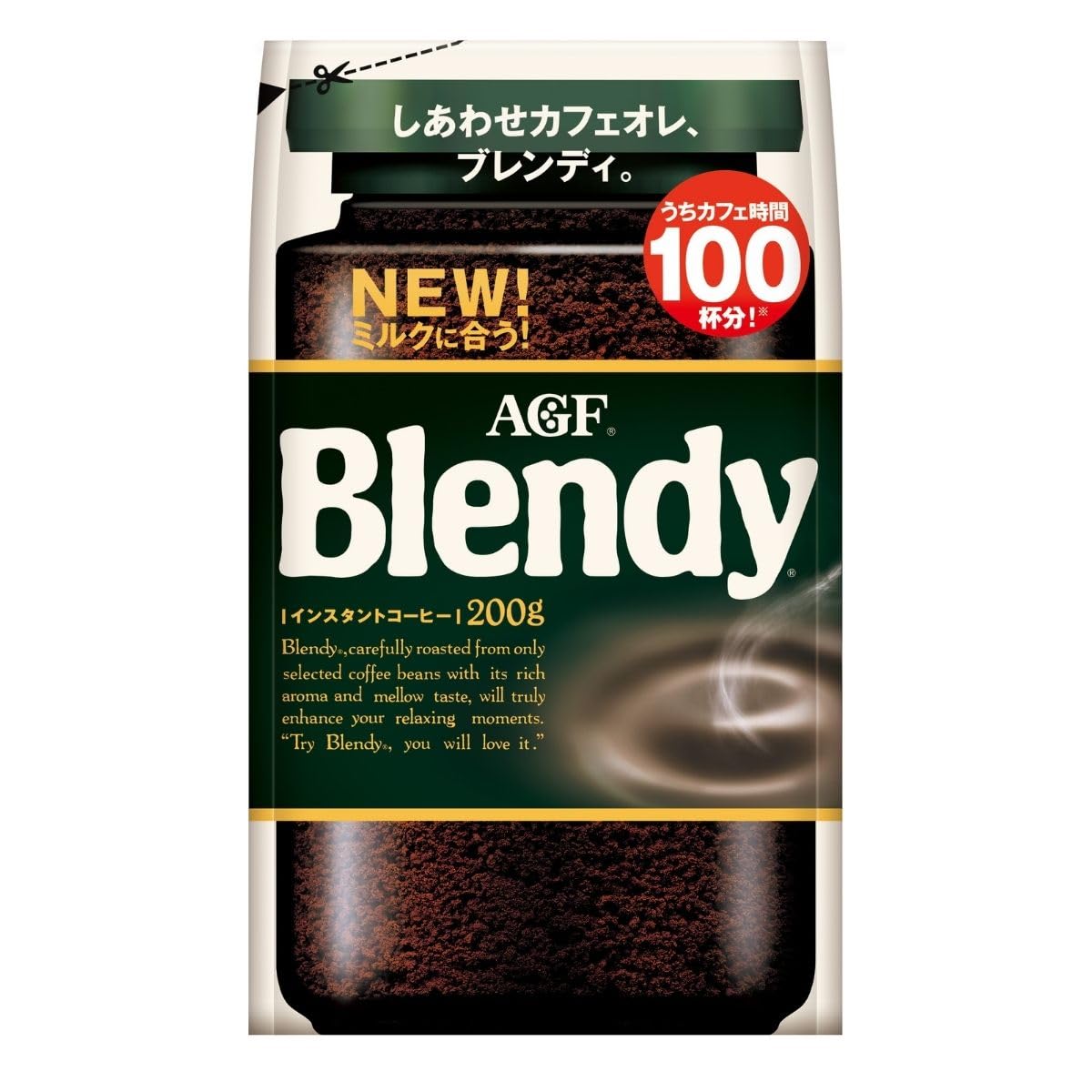 AGF(エージーエフ) ブレンディ 袋【 インスタントコーヒー 】【 水に溶けるコーヒー 】【 カフェオレ 好きに 】【 詰め替え 】 200グラム (x 1)