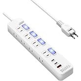 INVARA電源タップ 2M延長コード USB付き PD 20W コンセント 充電コンセント | コンセント差込口 ×8 |雷サージ保護 |壁掛け対応設計 |オフィス向け電源タップ|20W急速充電|独立スイッチ |2面コンセントタップ