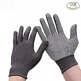 Smiry 軍手 作業用 手袋 グローブ 滑り止め 通気 丈夫 黒 フリーサイズ 12双
