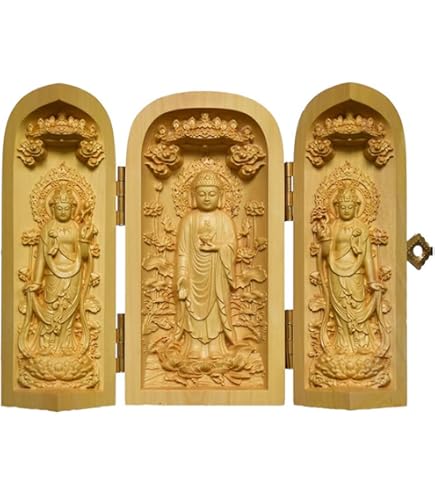 古格を備えた中国古代三尊形式金銅仏木箱入 Amazon｜仏壇屋 滝田商店 厄除け三開仏 阿弥陀三尊 【 阿弥陀如来 観音