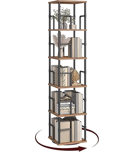 Amazon｜回転本棚 8段 幅45×奥行45×高さ182.5cm 壁付け・角置き可