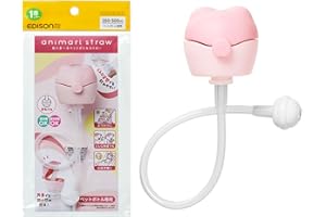 Edison Mama Anomaru Plastic Bottle Straw, Pink, Includes Weight That Makes It Easy To Drink Any Position, For Ages 1 Year, Dishwasher Safe