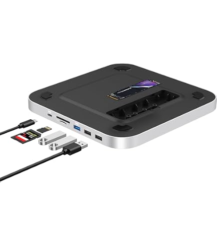 Amazon.co.jp: Gewokliy Mac Mini Hub、デュアルSSDエンクロージャ付き