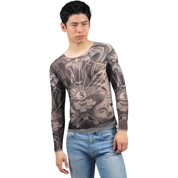Amazon.co.jp: 囚人暗号Tシャツ刺青人皮フリーサイズ ゴールデン