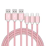 USB Type C ケーブル【3本セット 1m+1m+1m】急速充電 USB-A to USB-C ケーブル ナイロン編み 高速データ転送 タイプc 充電ケーブル iPhone16 iPhone15 Pro Max Plus Xperia Galaxy AQUOS Pixel Arrows Huawei Macbook Pro その他Type-C全機種対応（ローズゴールド）