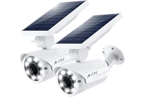 A-ZONE センサーライト 屋外 ソーラーライト 人感センサーライト 防犯カメラ型 IP66防水・防塵 省エネ 太陽光充電 配線・電源不要 ダミーカメラ 8LED 自動夜間点灯 人感検知 360°角度調節可能 壁掛け庭先 玄関周りなど対応