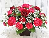 【 フラワー ギフト アレンジメント 】 生花 季節のお花 おまかせ 赤 ピンク 系 メッセージカード付 お祝い お誕生日 スタンダードサイズ