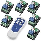 eMylo® DC 12V 6x 1 Channel RF Relay Wireless Remote Control Switch 433Nhz Transmitter with Receiver 
