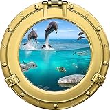 12 "インスタント海舷窓ウィンドウビューOcean Life # 1真鍮壁ステッカー子供部屋デカールホームアート飾りグラフィックSmall