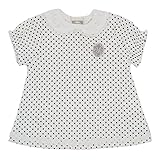 【本体綿100%】2016年 夏物 UZULAND ウズランド MONO 天竺 ドットプリント 衿レース 半袖Ｔシャツ ホワイト◇80cm