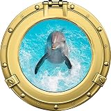 12 "舷窓出荷ウィンドウOcean Sea Viewボトル鼻Dolphin # 5真鍮壁デカール子供ステッカーベビールームホームアート飾りグラフィックS