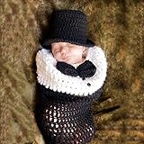 ハンドメイド 0-6ヶ月に合う 撮影写真 ベビー 幼児 セット 蝶ネクタイ 帽子+ロンパース 0-6ヶ月に合う 【1点】