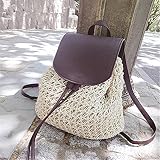 編みバッグ　清新の斜め掛け草編みバッグ　リュックバッグ (褐色)