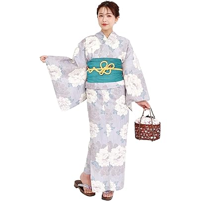 Amazon | [ニッセン] 浴衣・甚平 大きいサイズ 綿100%デニム浴衣(花柄