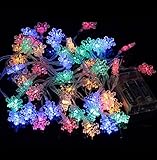 fino creare イルミネーションライト ガーデンライト 50LED led 結婚式 クリスマス 屋外 全長5m 単三電池 式 (彩色雪の結晶)
