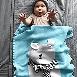 hiltowコットンニットBearベビーおくるみブランケット、ソフトニットブランケットSleepingおくるみベビーベッドラップキルト