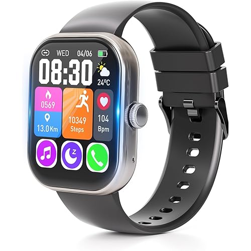 スマートウォッチ【稼働時間突破！業界初1000mAh電池&保護フィルム付属】Smart Watch 活動量計 腕時計 iPhone対応 アンドロイド対応 Bluetooth6.0 2.01インチ大画面 通話機能付き メッセージ通知 IP68生活防水 