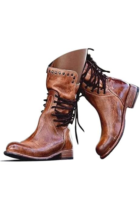 PU Leather Chunky Heel Ankle Boots 