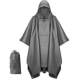 MINYII Hooded Rain Poncho Waterproof Raincoat Jacket for Men Women Adults Waterproof Lightweight Raincoat for Hiking Camping 